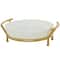 CosmoLiving by Cosmopolitan 19" White Glass Kitchen Serving Bowl with Gold Metal Stand